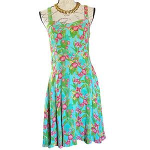 Matilda Jane Coconut Girl Womens 8 Hawaii Print Sweetheart Halter Feminine Dress